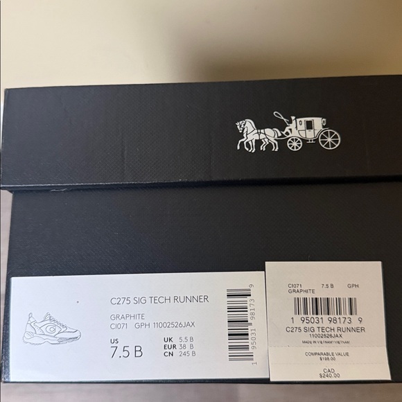 COACH C275 SIGNATURE Tech Runner Graphite Women’s Sneakers 7.5B - Picture 7 of 7